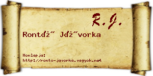 Rontó Jávorka névjegykártya